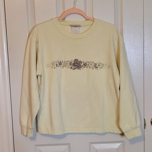 Vintage Small Northern Reflections Crew Neck Sweater Light green with Flowers